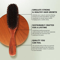 SHASH Classic First Cut boar bristle brush, hair smoothing, distributes oils for shine