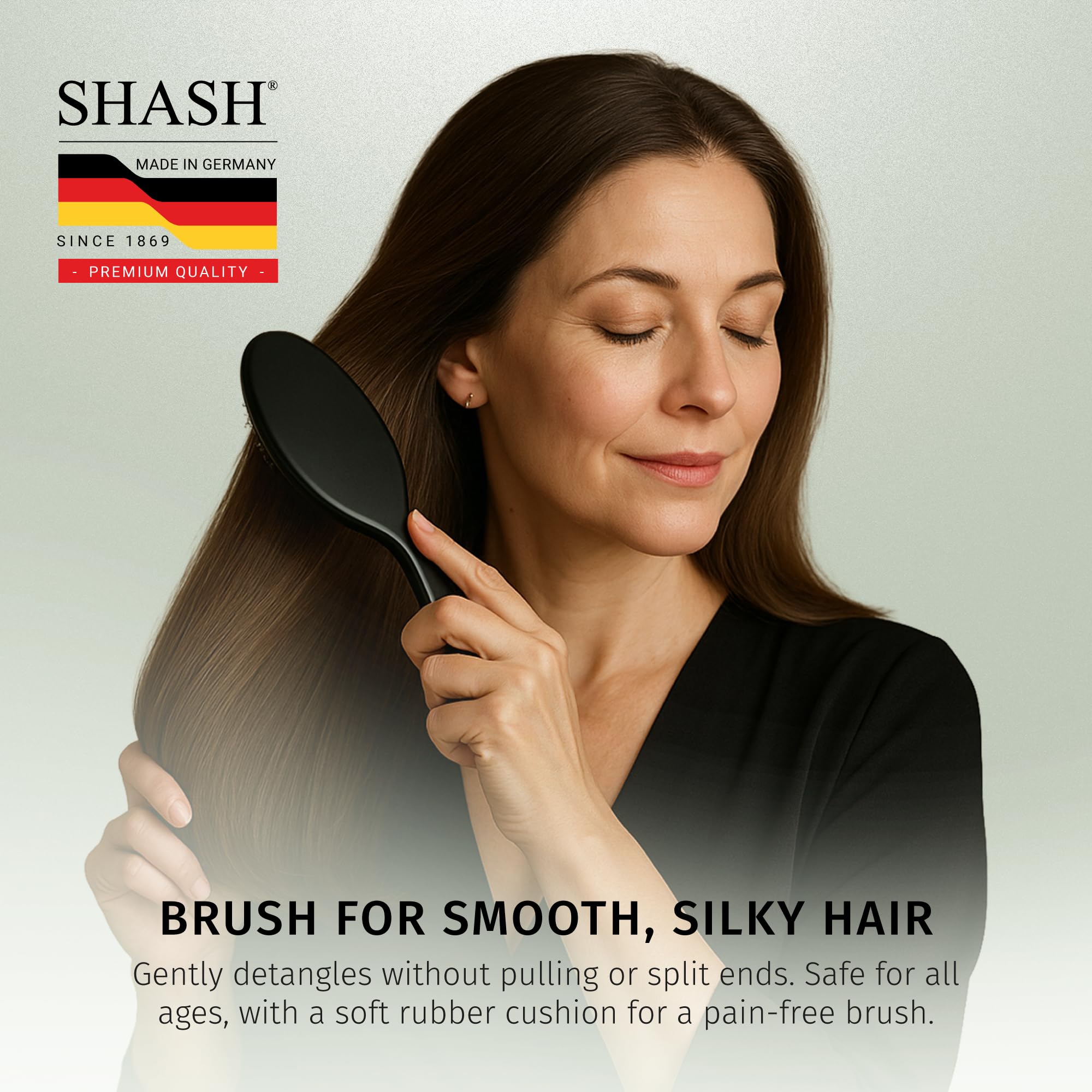 SHASH dry hair brushing technique promotes even distribution of natural oils.