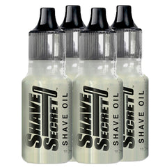 Shave Secret Shaving Oil 4-pack bottle front view for a smooth, comfortable shave
