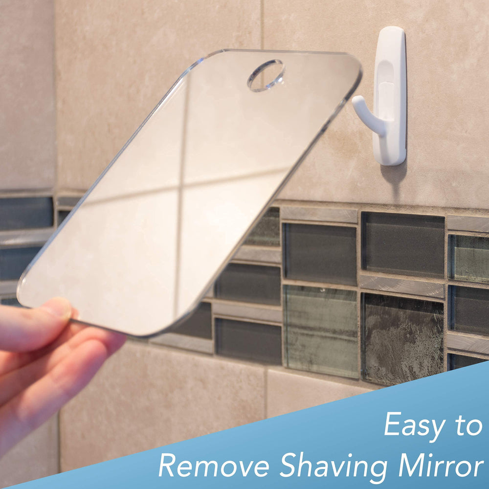 Mirror dimensions 6.75 by 5.35 inches fit standard showers.
