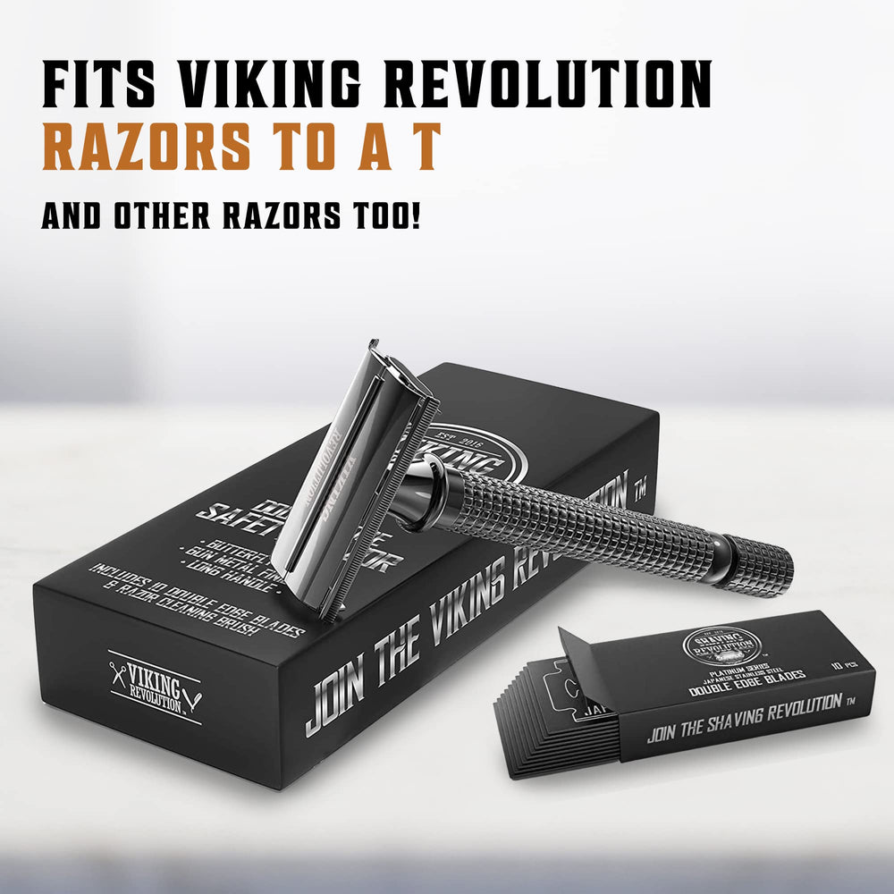 Elegant SHAVING REVOLUTION packaging box for premium presentation.
