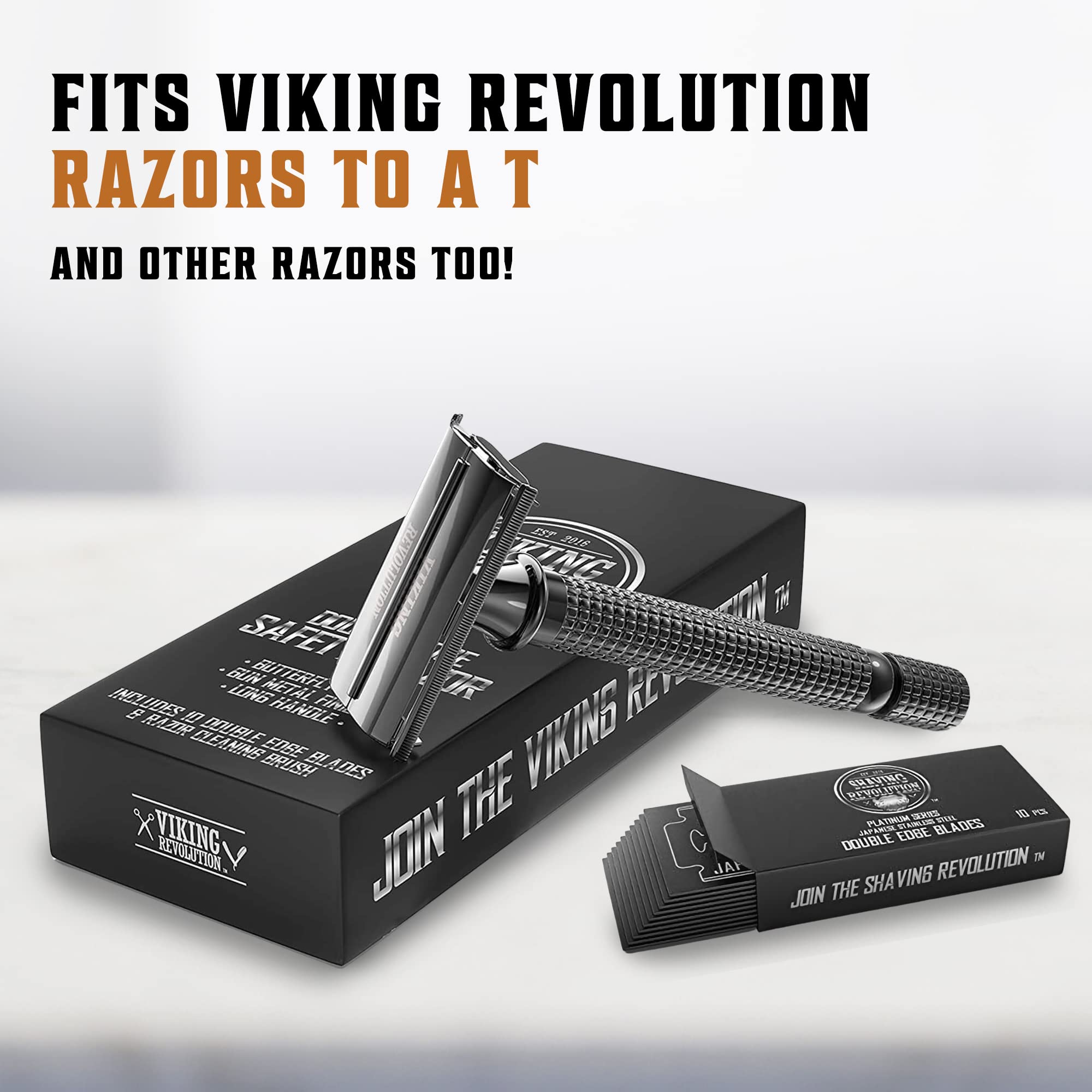 SHAVING REVOLUTION blades wrapped in wax paper for safer handling.