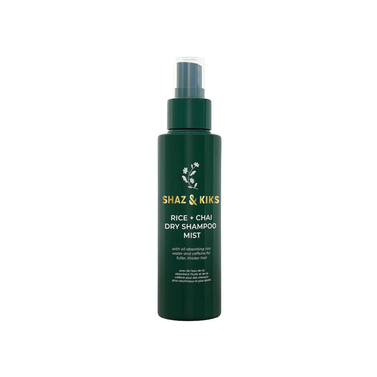SHAZ & KIKS anti-dry shampoo mist bottle for quick scalp refresh and root lift.