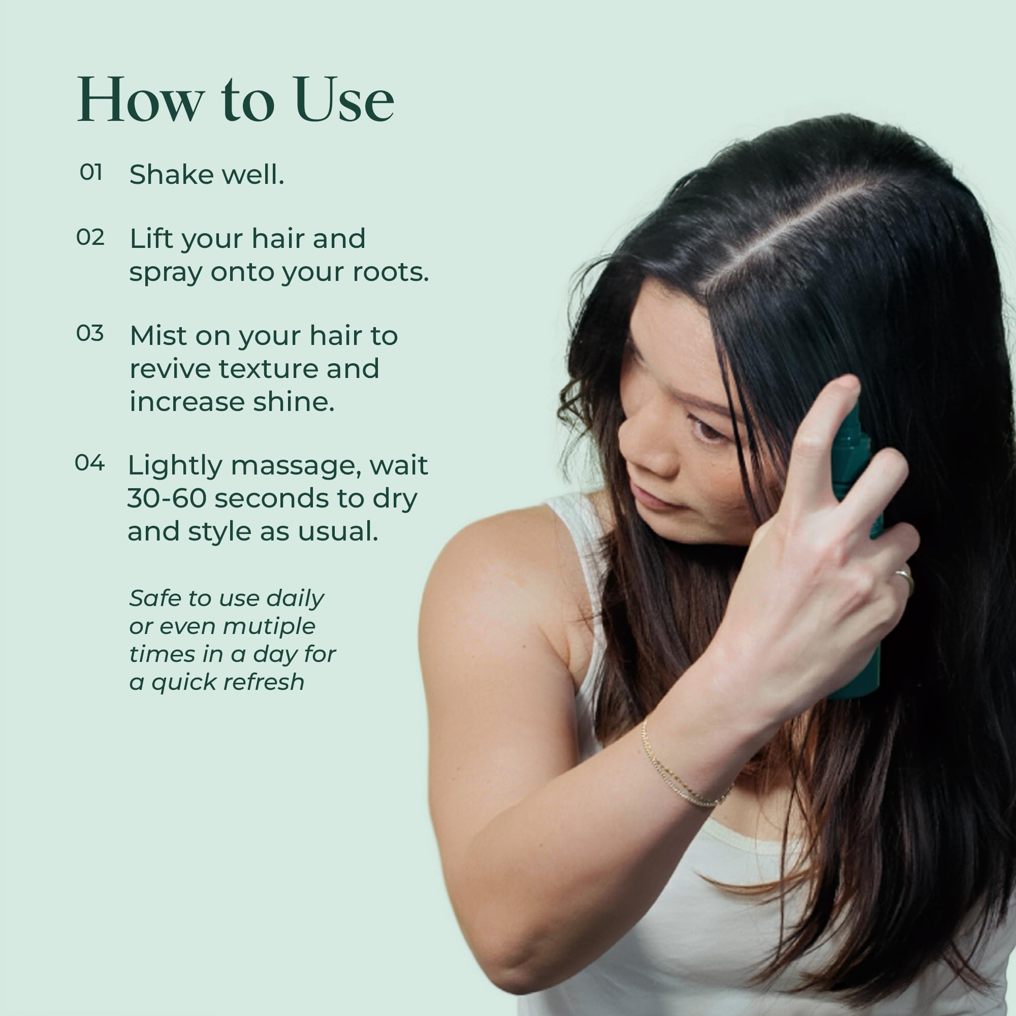 SHAZ & KIKS gentle formula supports multiple spritzes per day.