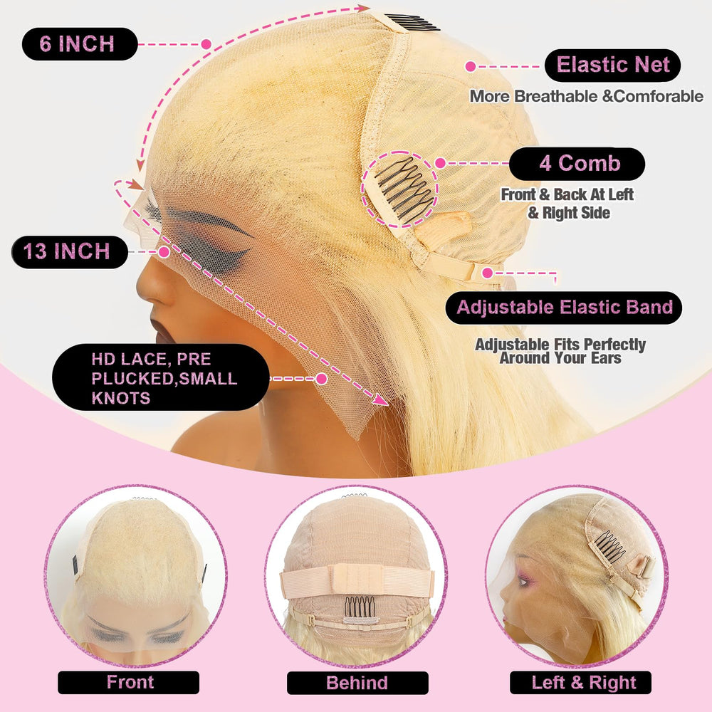 Shciyair 613 lace front wig back view blends seamlessly