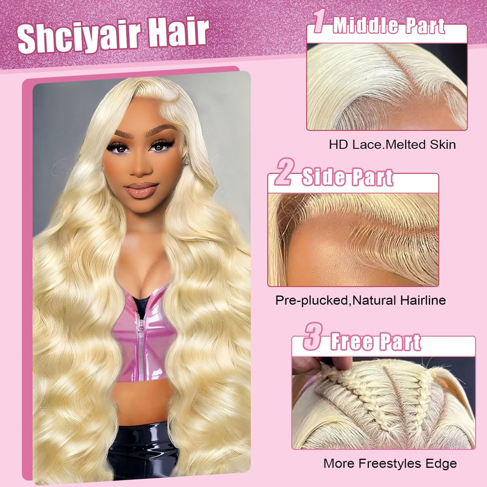 Shciyair 613 lace front wig side-part demonstrates versatile styling