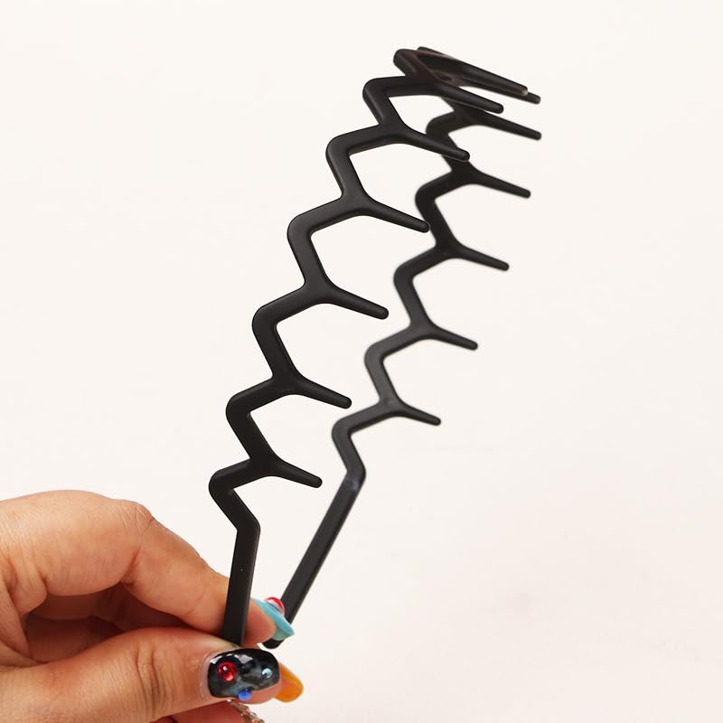 SHE LIAN Zigzag headbands color-mix black brown for easy pairing.
