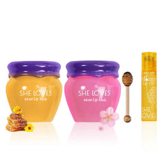 SHE LOVES Honey-Sakura Lip Mask jar close-up for overnight hydration.