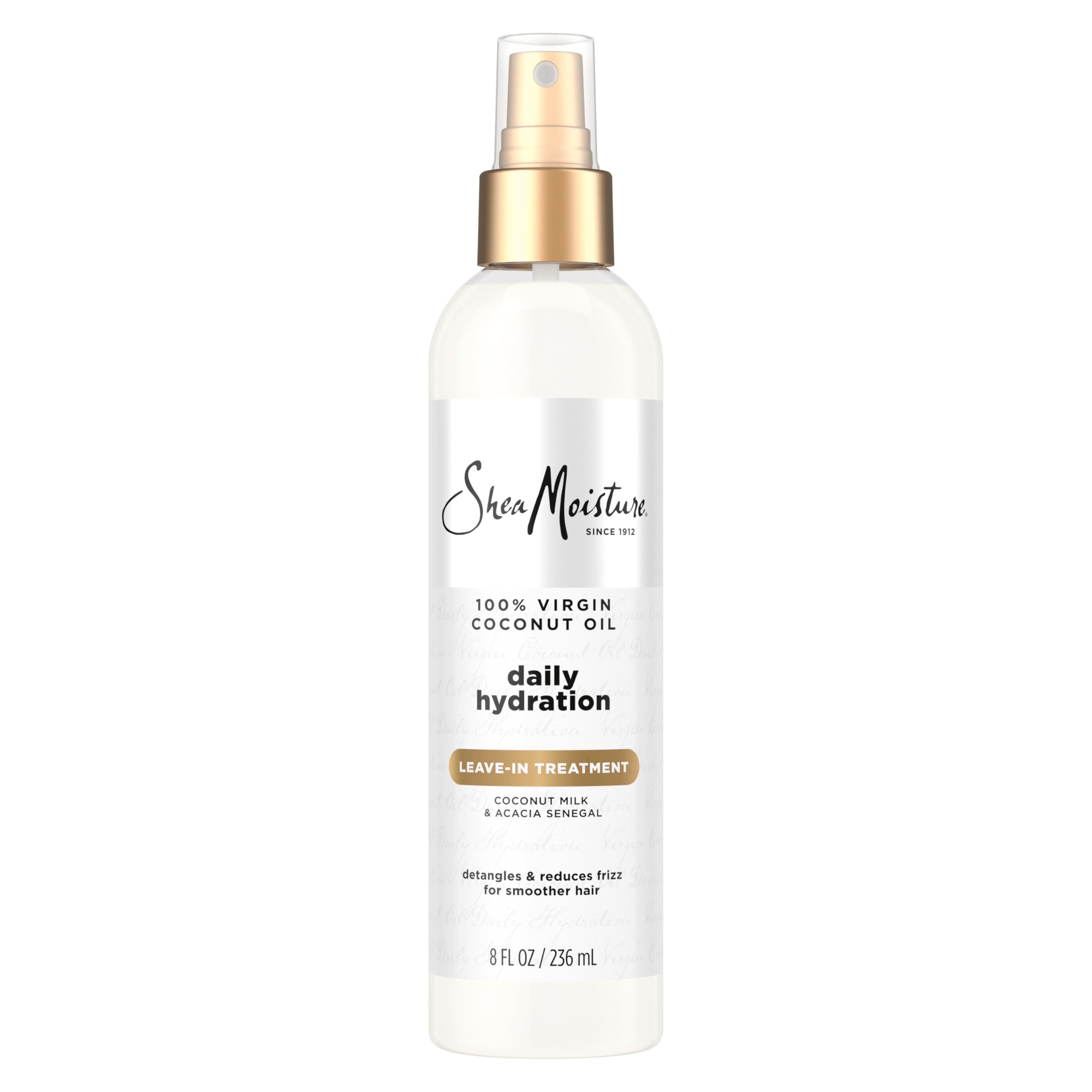 Bote de SheaMoisture Leave-In con aceite de coco virgen para peinado diario.