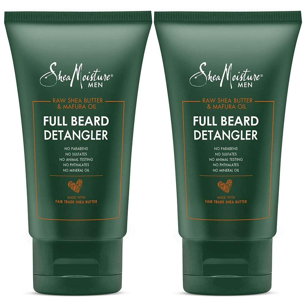 Sheamoisture Men beard detangler bottle closeup shows hydration from maracuja oil for smoother beard