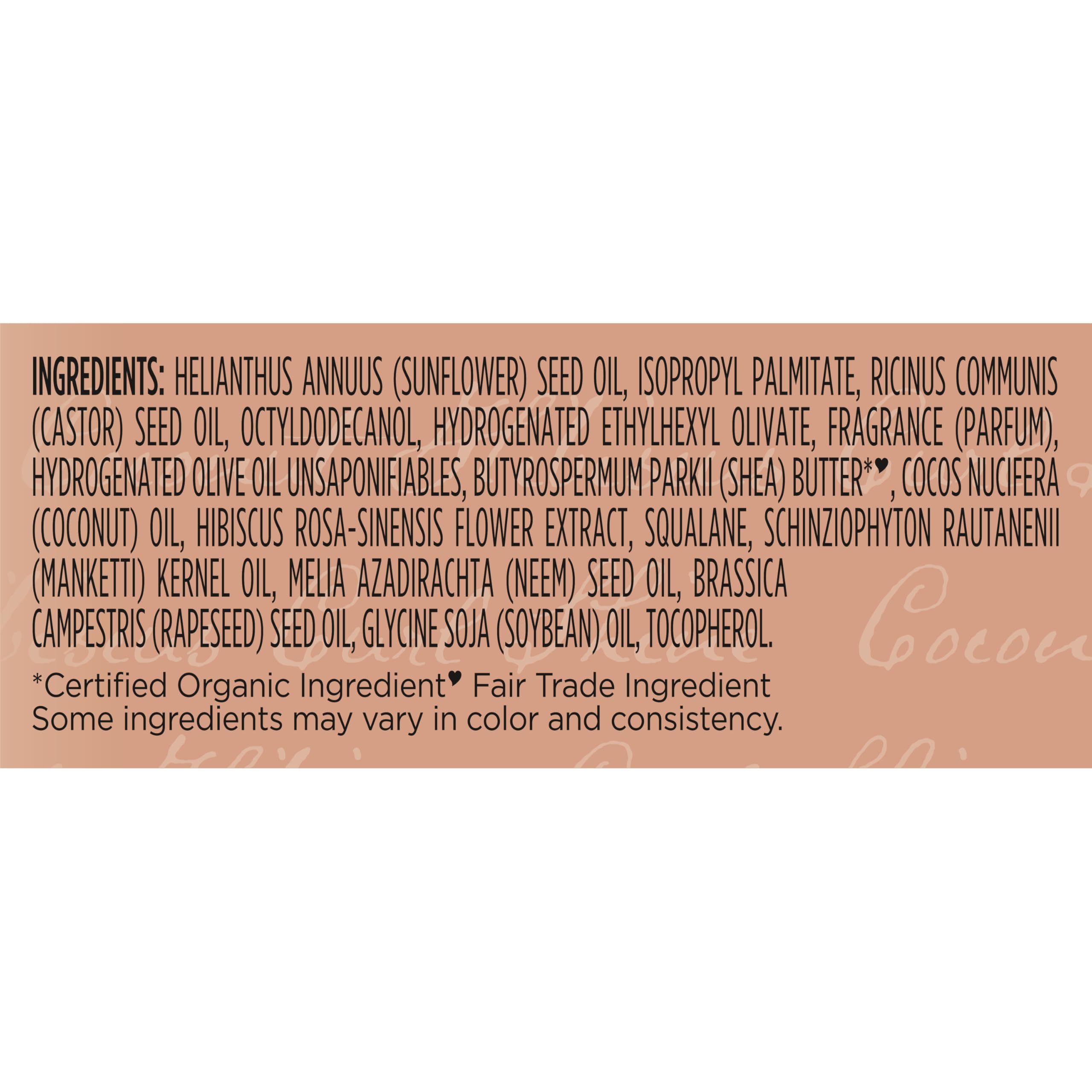 SheaMoisture Aceite Coco Hibisco, cabello rizado con brillo y suavidad.