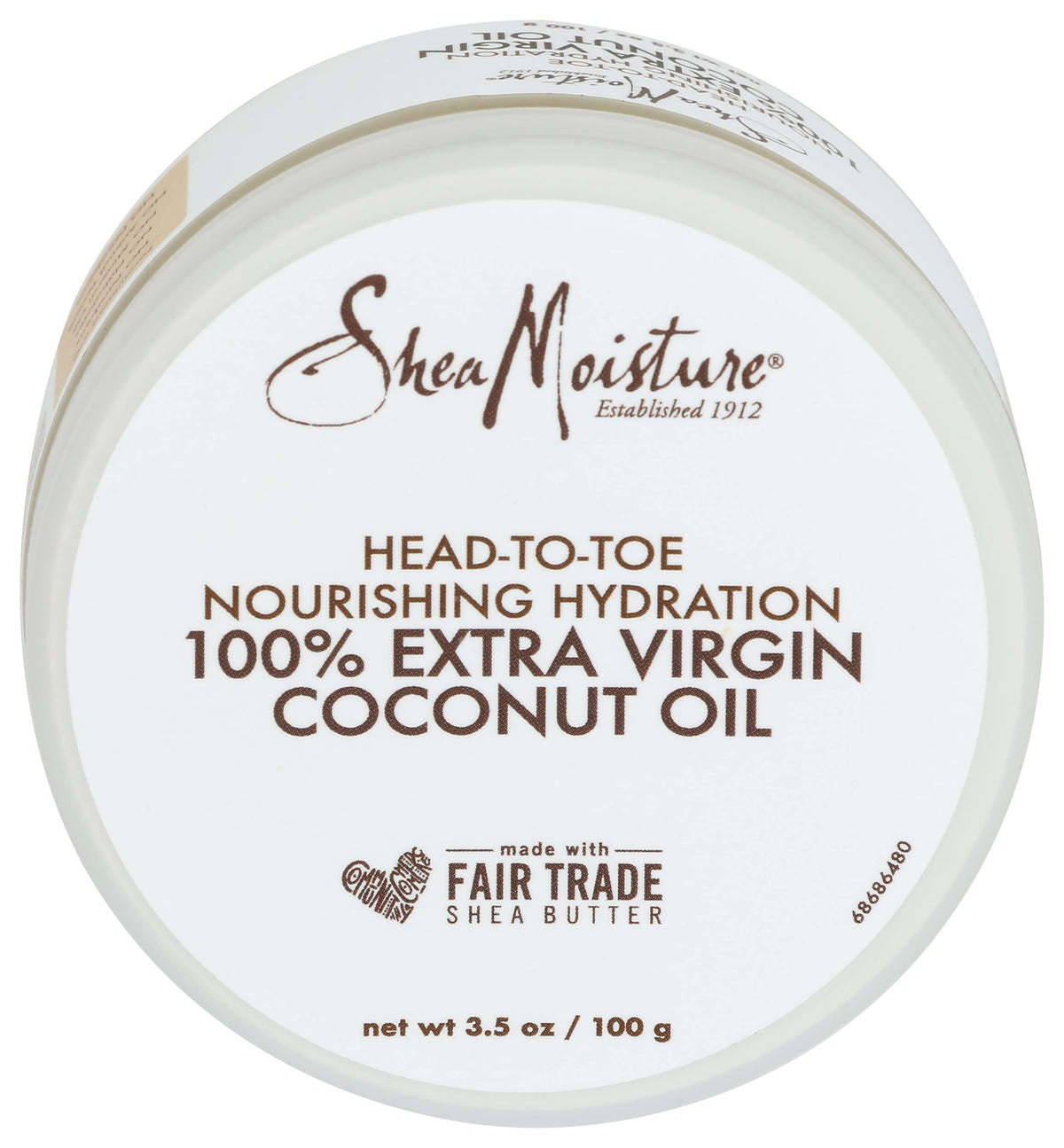 SheaMoisture Aceite de coco virgen 3.2 oz en botella para uso diario en piel y cabello.