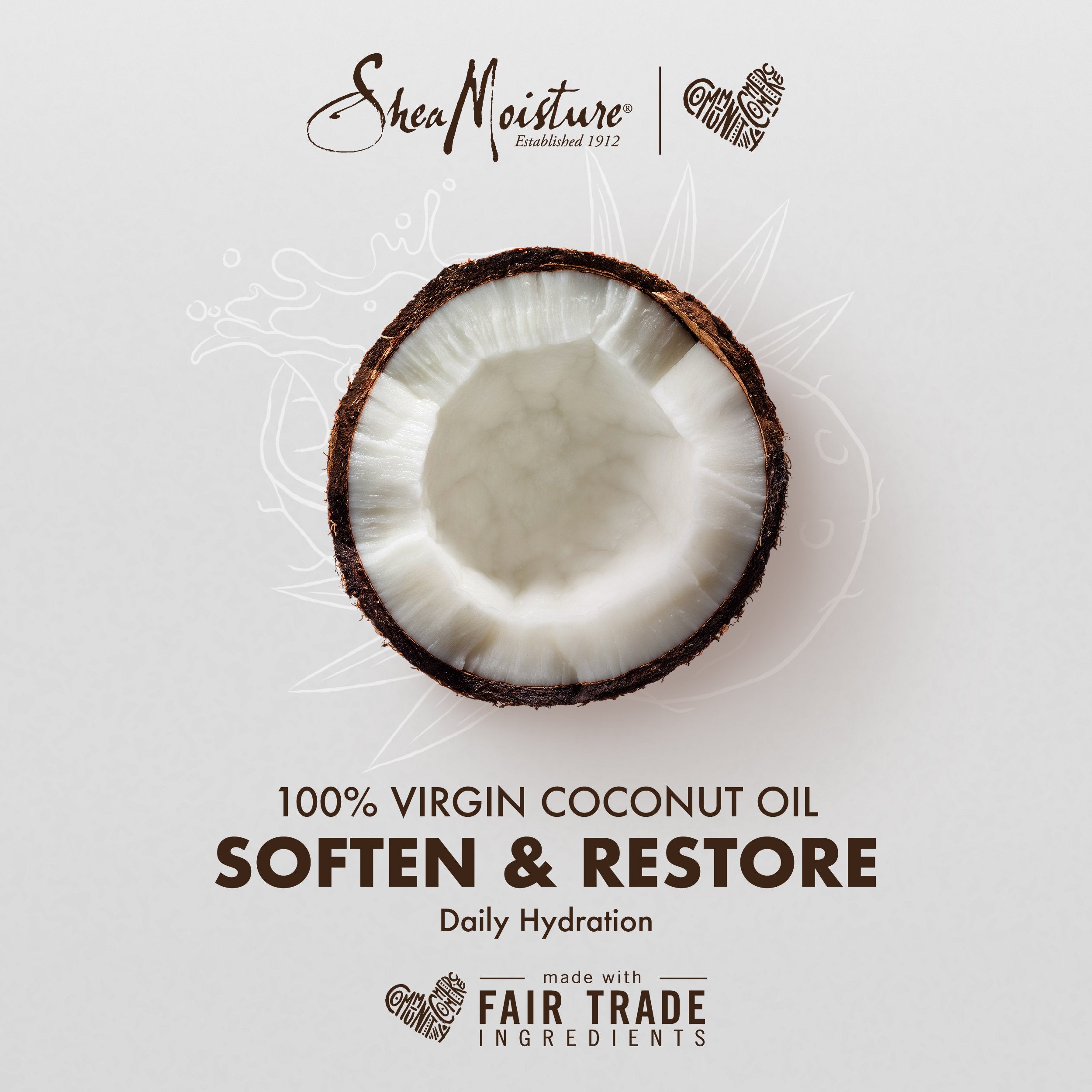 SheaMoisture Aceite de Coco Virgen, textura ligera y absorción rápida.