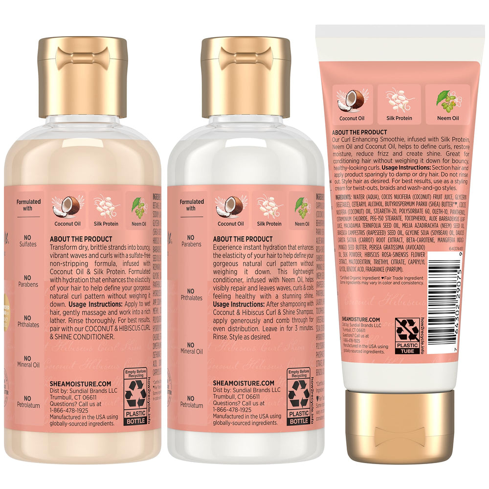 Acondicionador SheaMoisture Coco Hibisco, rizos suaves y desenredados en formato viaje.