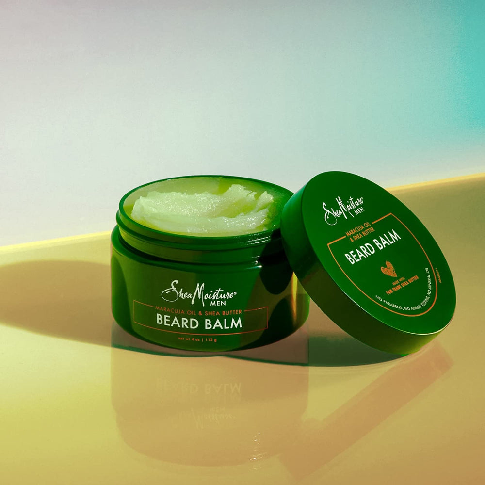 SheaMoisture balm being applied to beard demonstrates smoothing texture and reduced tangles.