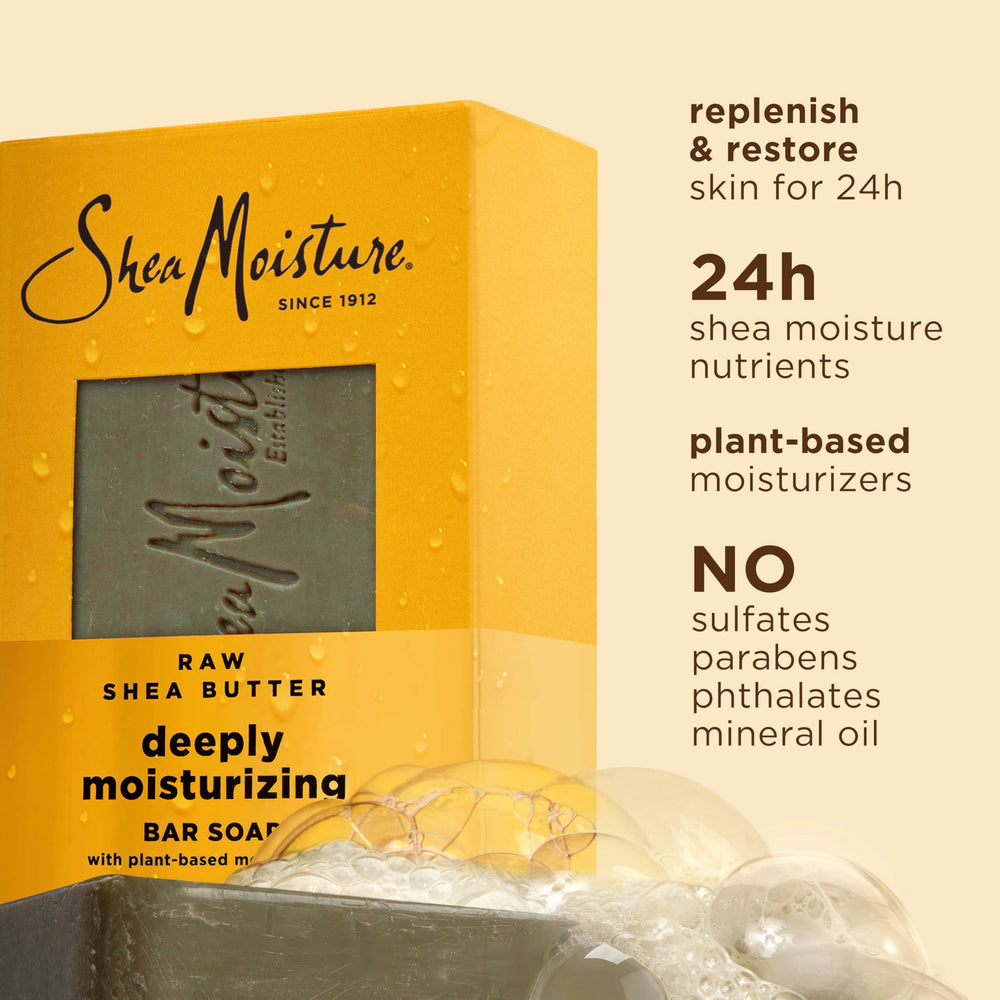 Barra SheaMoisture Jabón Textura Suave: emulsión que deja la piel suave.
