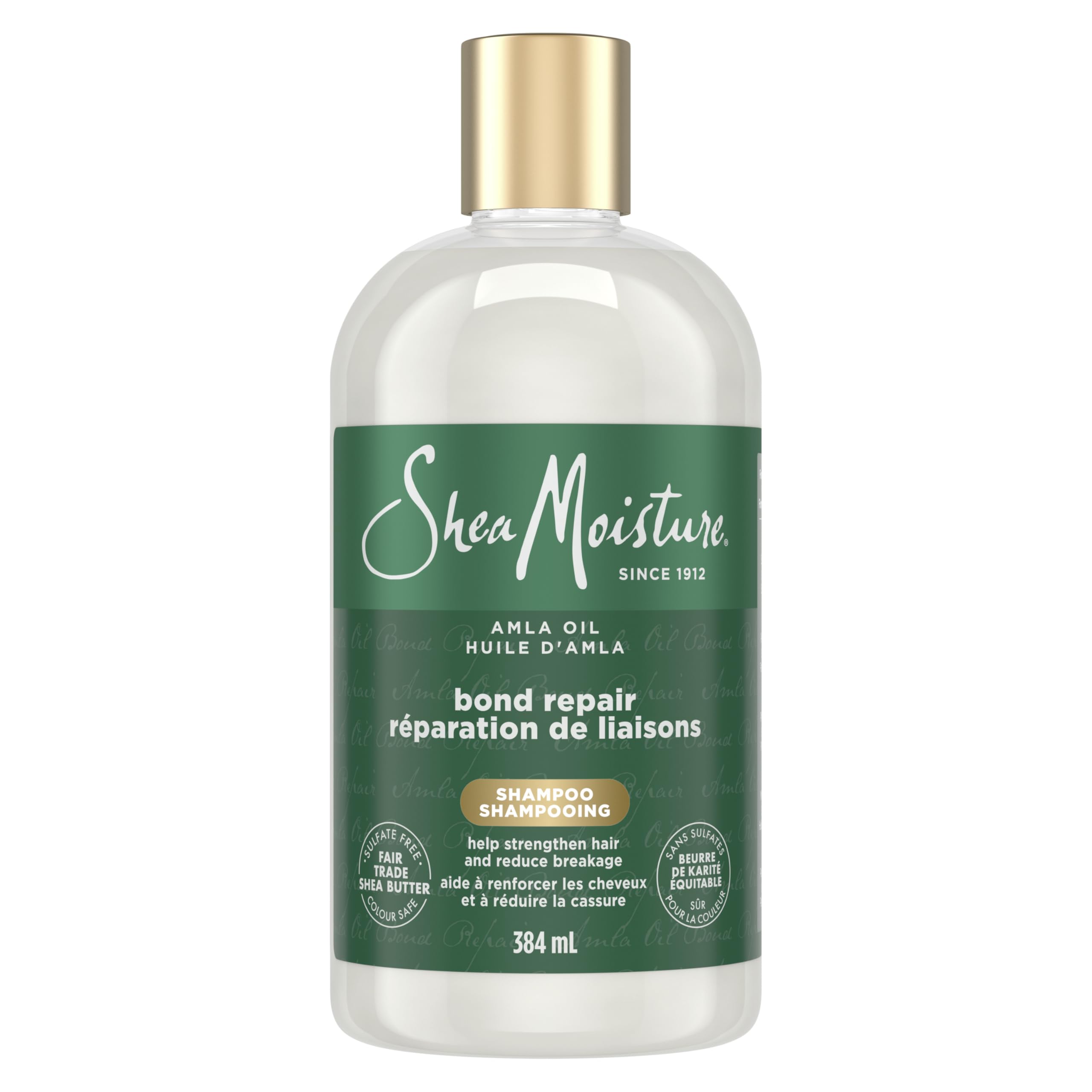 Botella frontal de SheaMoisture Bond Repair Shampoo para uso diario.