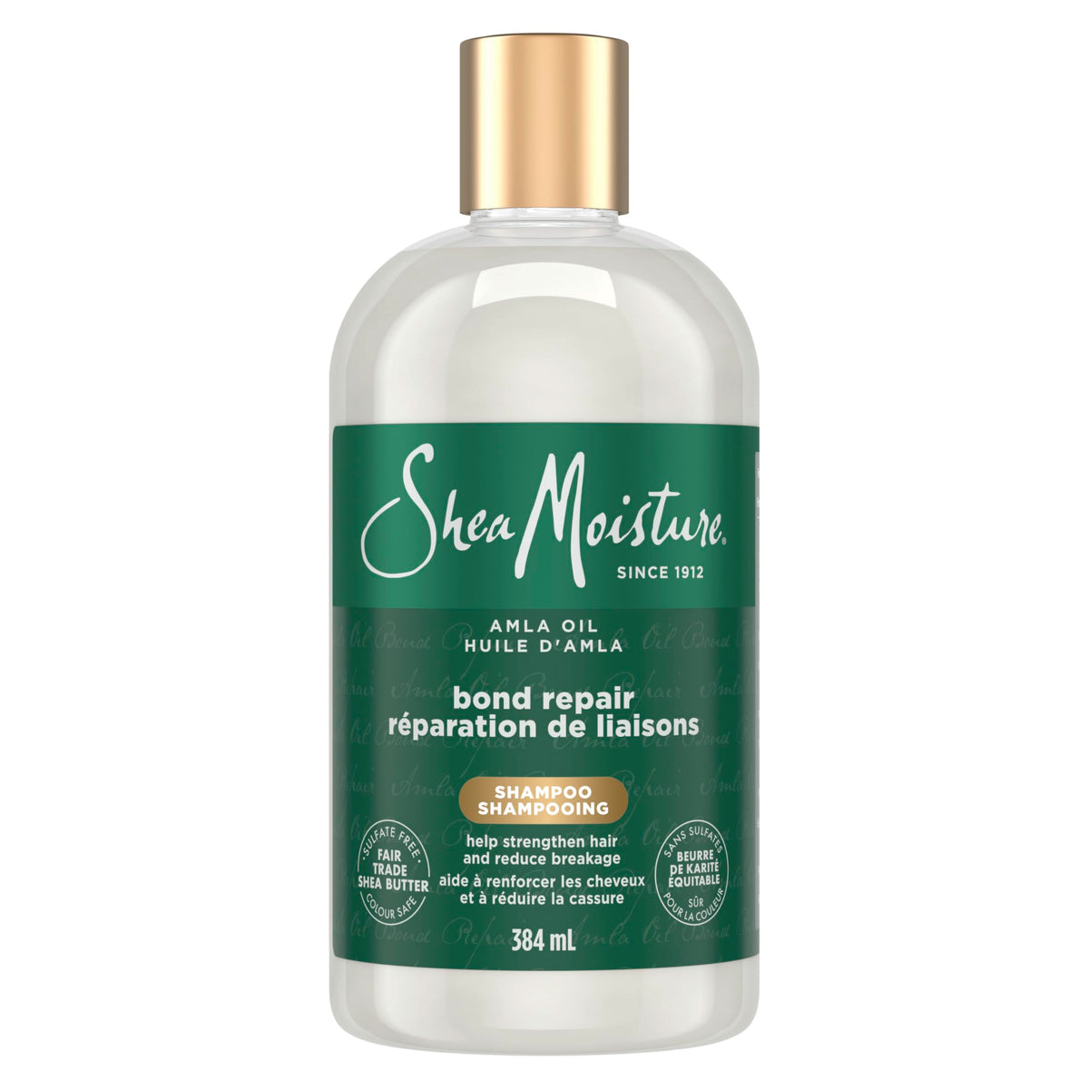 Botella frontal de SheaMoisture Bond Repair Shampoo para uso diario.