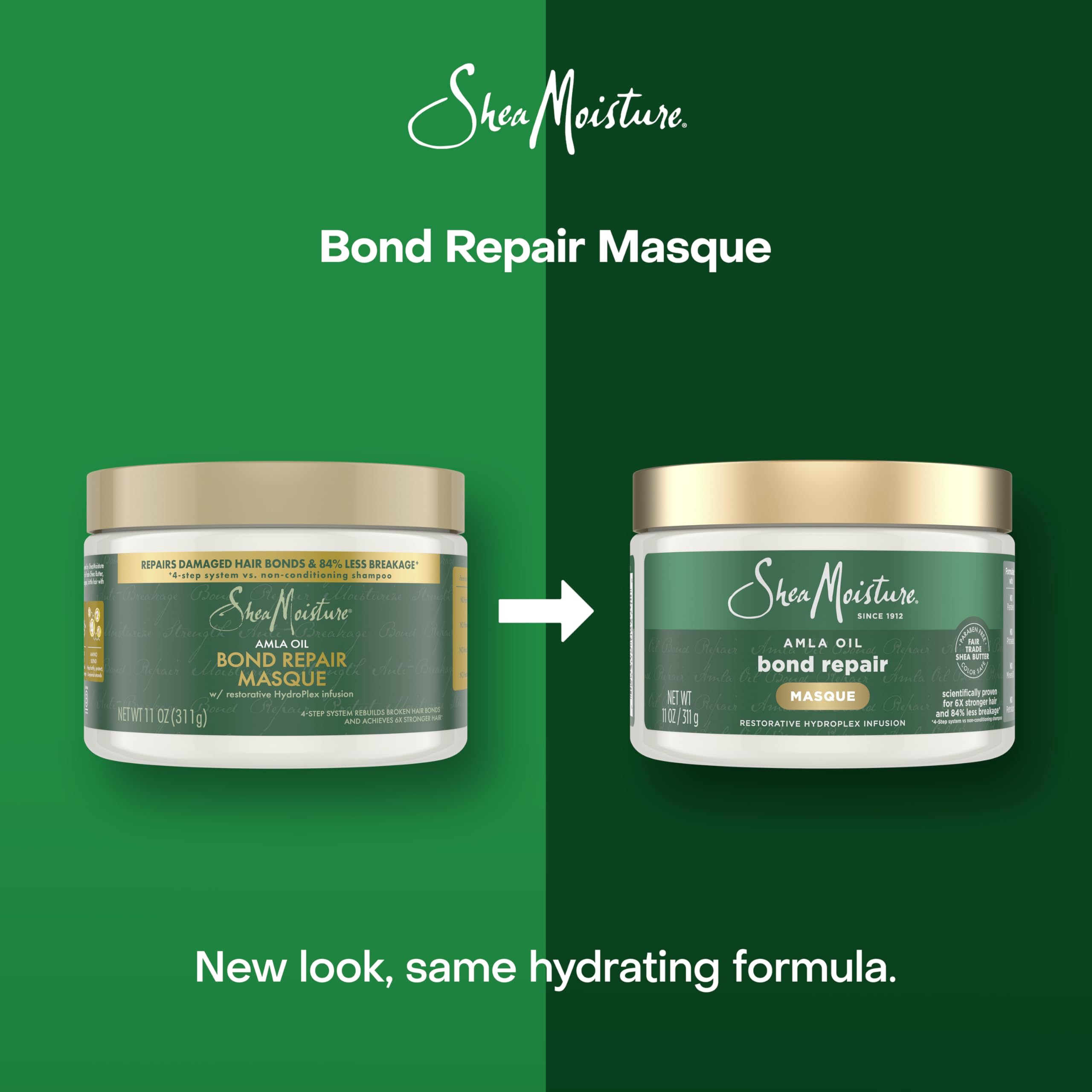 Hydroplex technology label close-up on SheaMoisture Bond Repair Masque packaging
