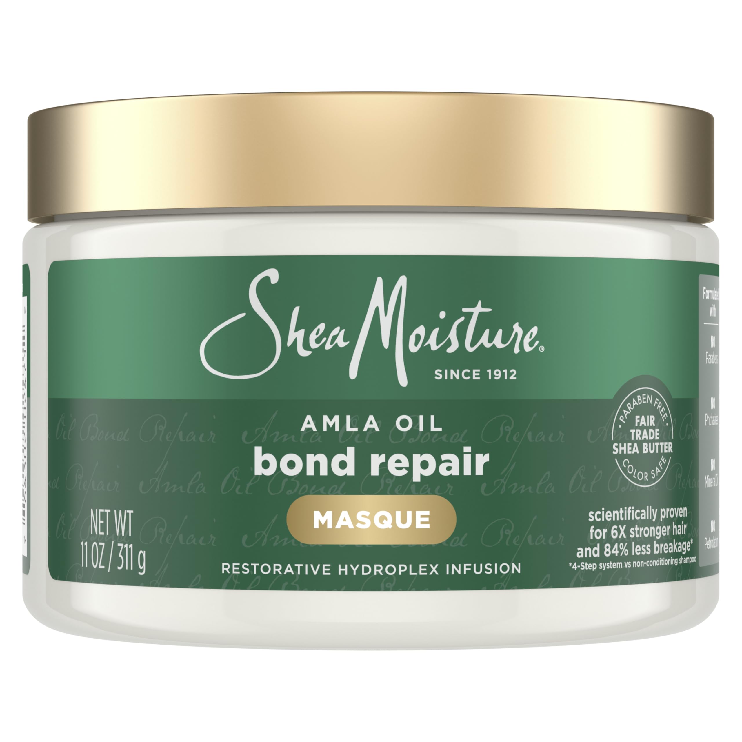 SheaMoisture Bond Repair Masque jar front view showing rich hydration for damaged hair