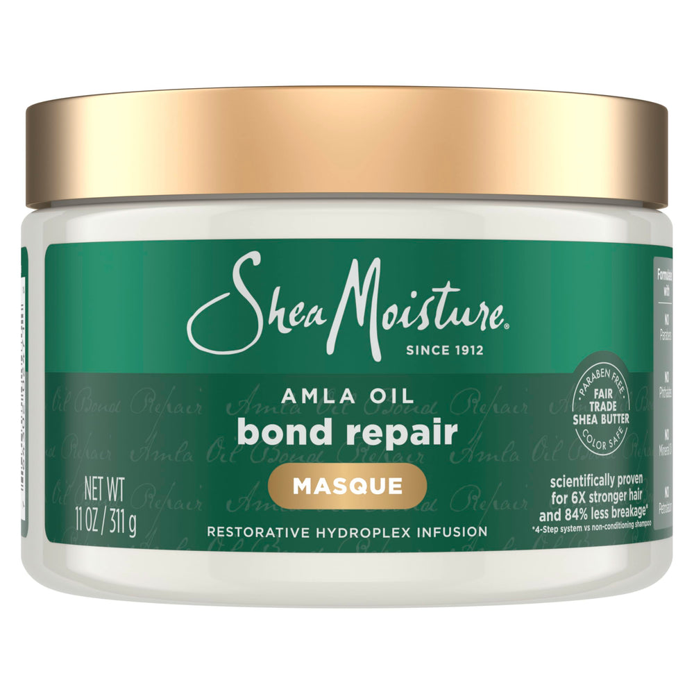 SheaMoisture Bond Repair Masque jar front view showing rich hydration for damaged hair
