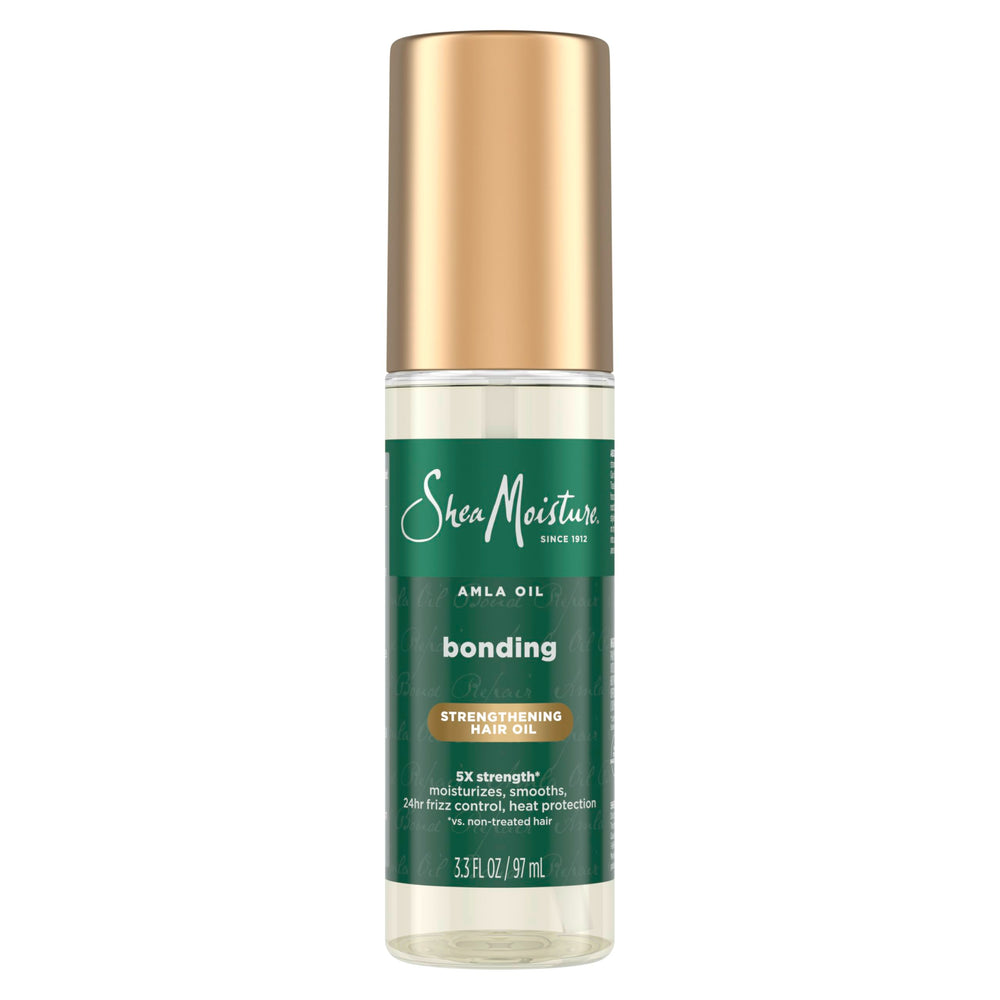 SheaMoisture Bonding Oil; botella con bomba lista para uso diario y control del encrespamiento.