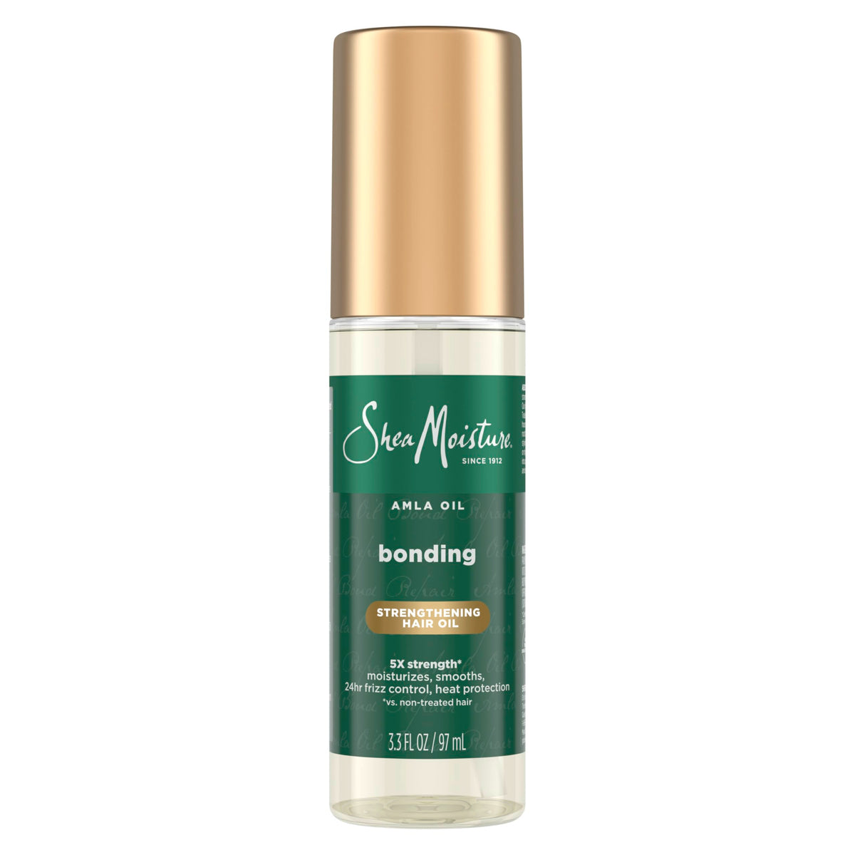 SheaMoisture Bonding Oil; botella con bomba lista para uso diario y control del encrespamiento.