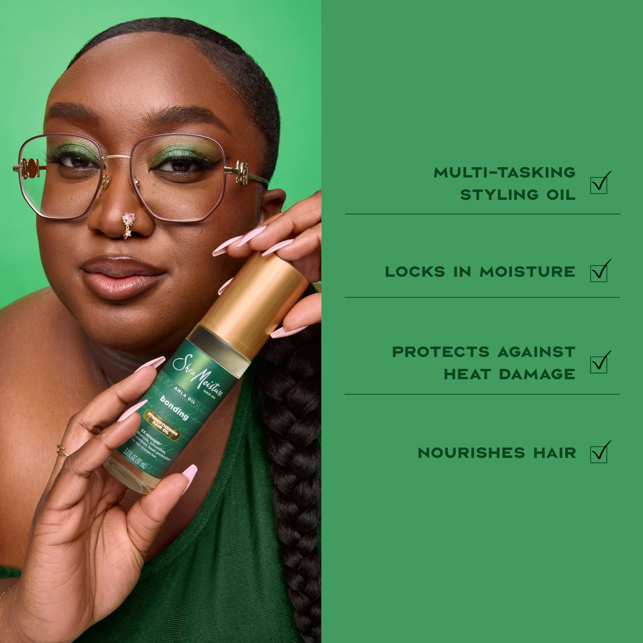 SheaMoisture Bonding Oil; aporta brillo y suavidad sin pesadez.