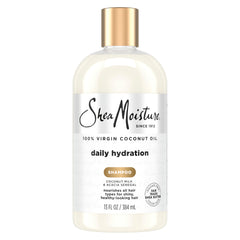 Champú SheaMoisture hidratación diaria en botella, limpieza suave para el cabello.