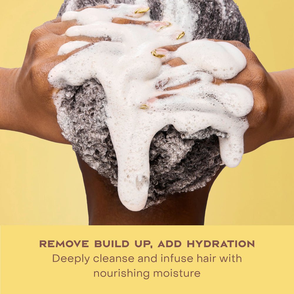 SheaMoisture champú, cabello mojado, sensación de frescor mentolado.