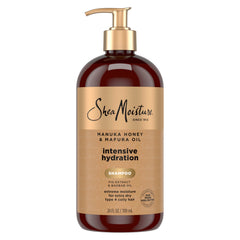SheaMoisture Champú Intensivo en botella frontal ofrece hidratación profunda para cabellos muy secos.