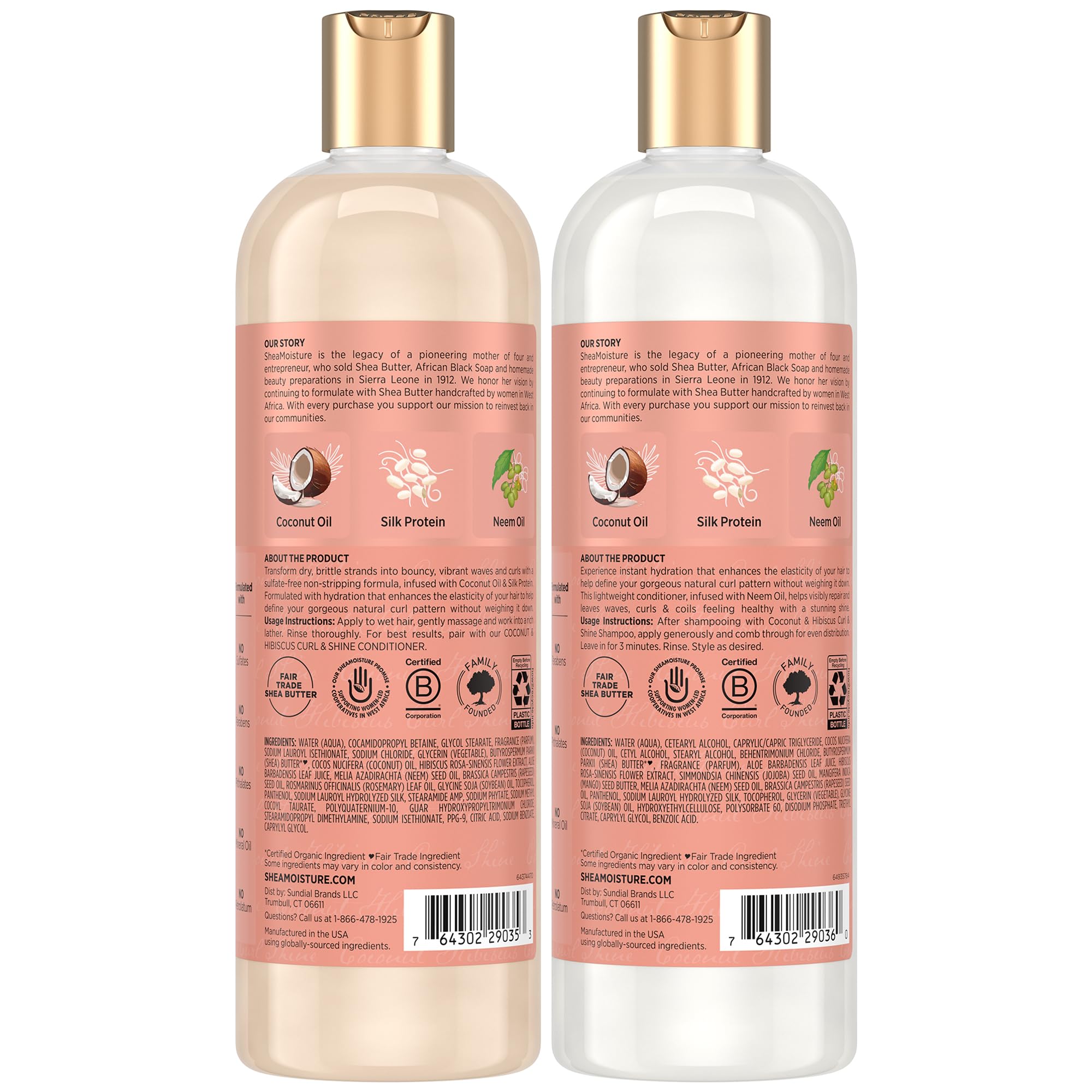 Sheamoisture Coconut and Hibiscus conditioner bottle delivers moisture for defined curls