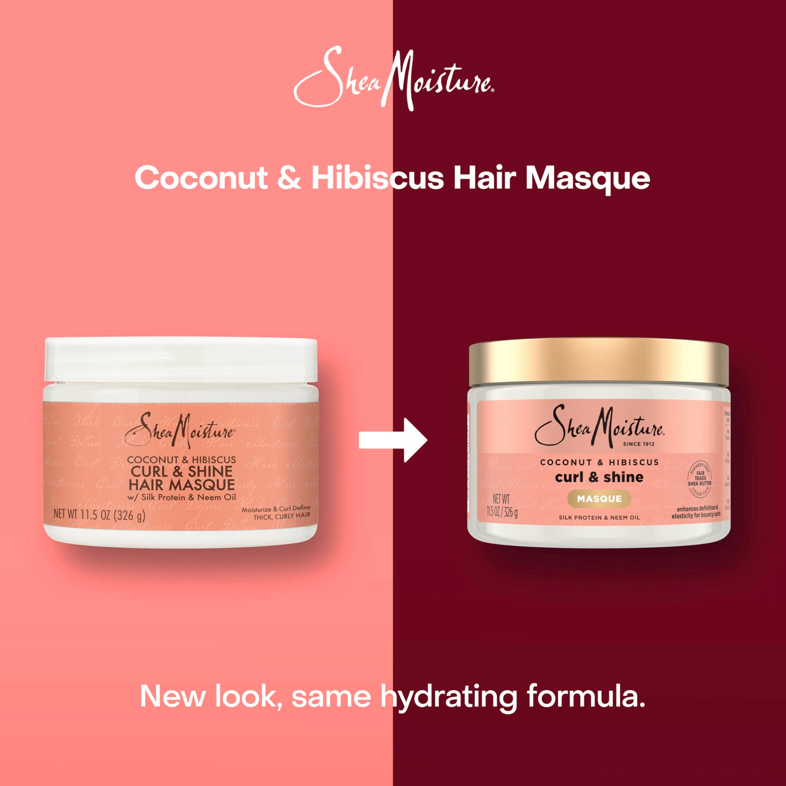 SheaMoisture Coconut and Hibiscus hair mask application scoop showing rich cream.