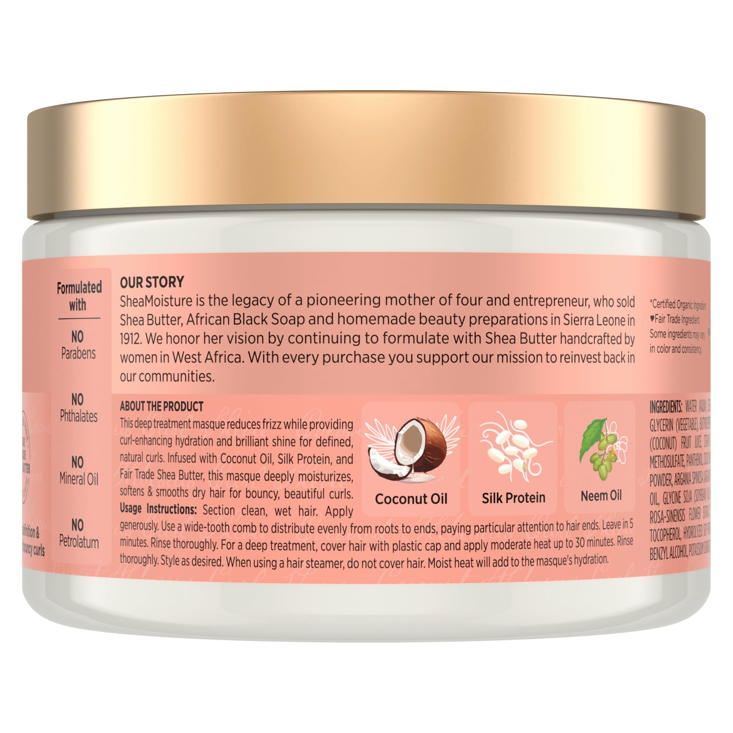 SheaMoisture Coconut and Hibiscus hair mask creamy texture closeup for smooth application.