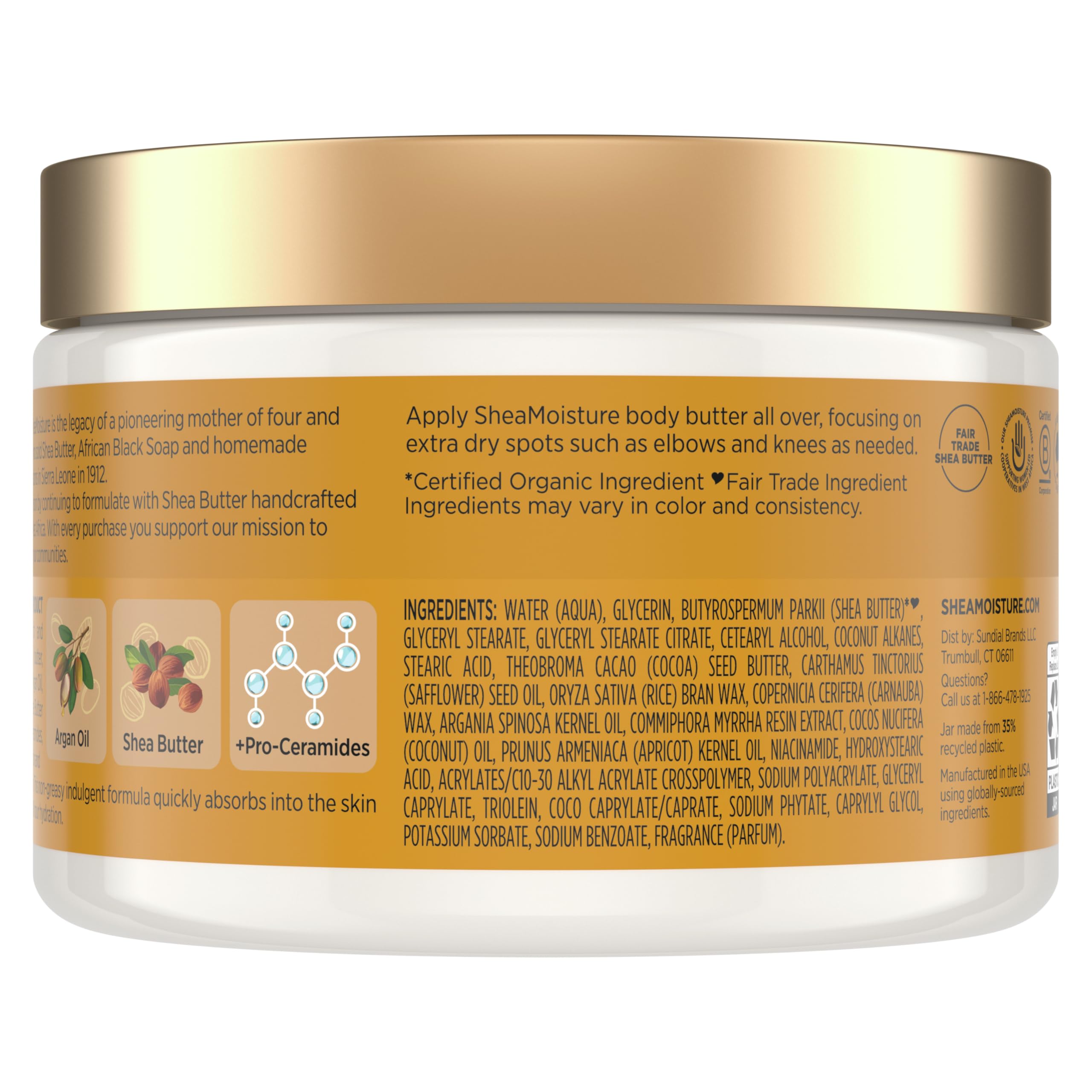 SheaMoisture crema corporal aceite de argán aporta suavidad y nutrición duradera.