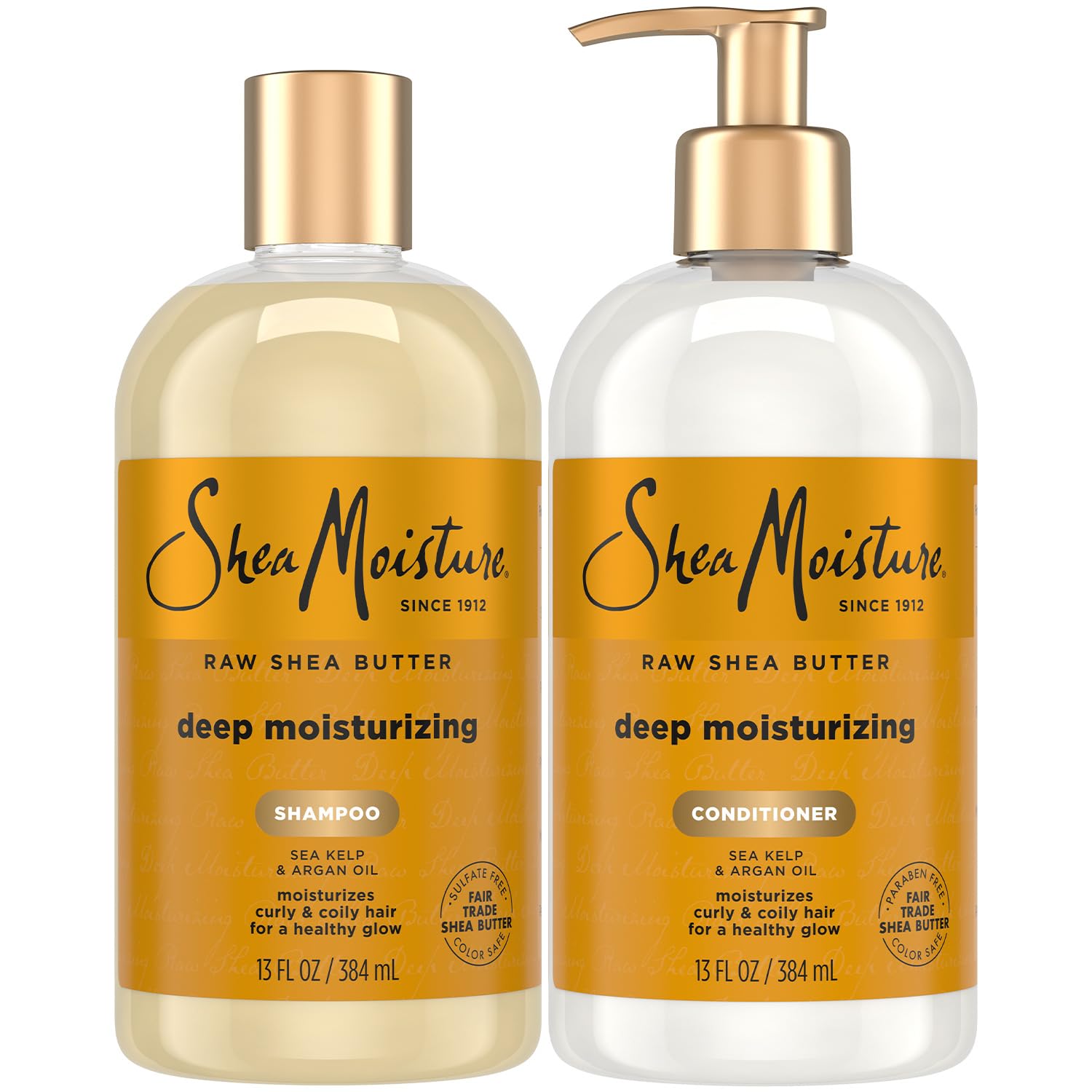 SheaMoisture deep moisturizing shampoo bottle shows creamy lather for hydrated curls.