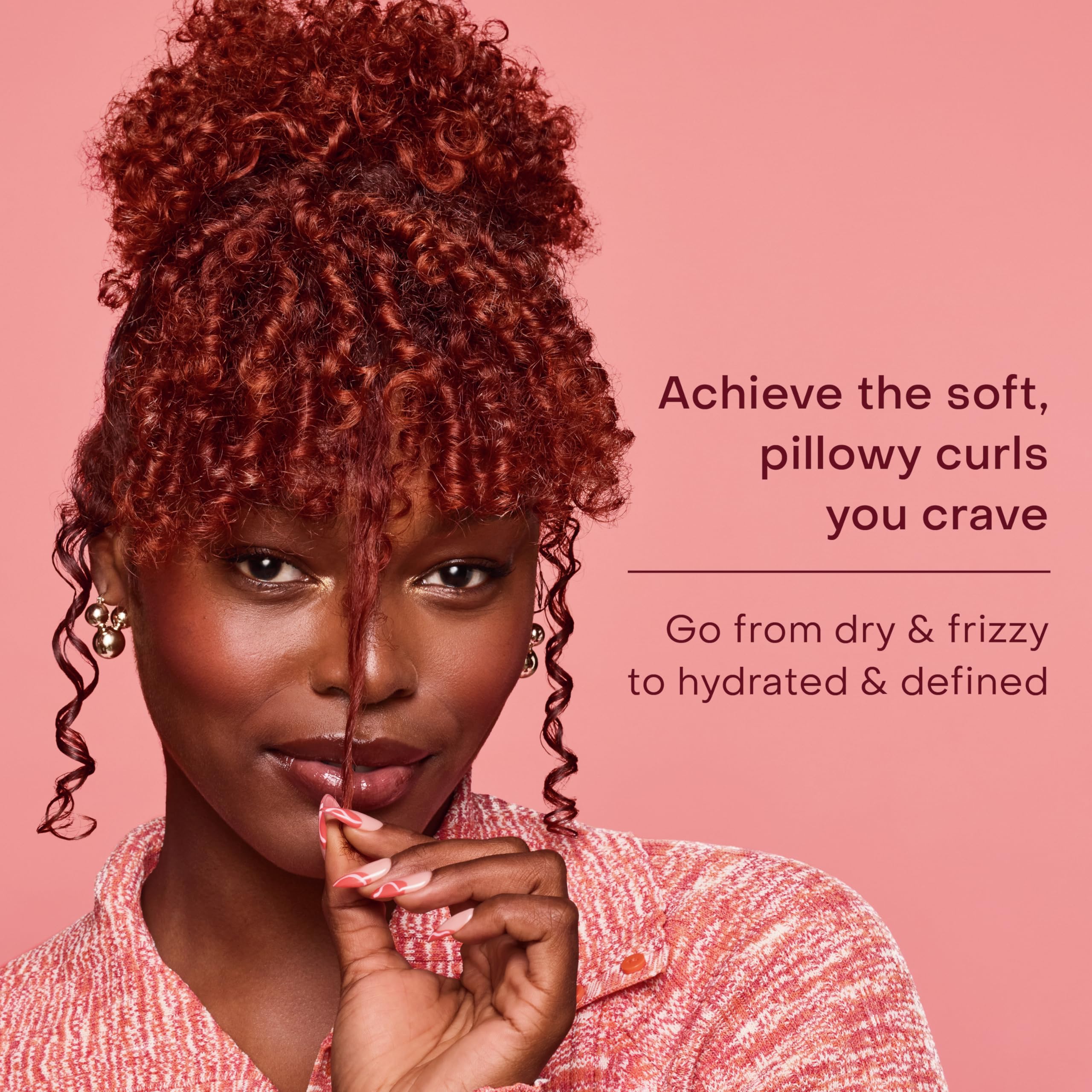 SheaMoisture defining gel on styled curls demonstrates lasting shape.