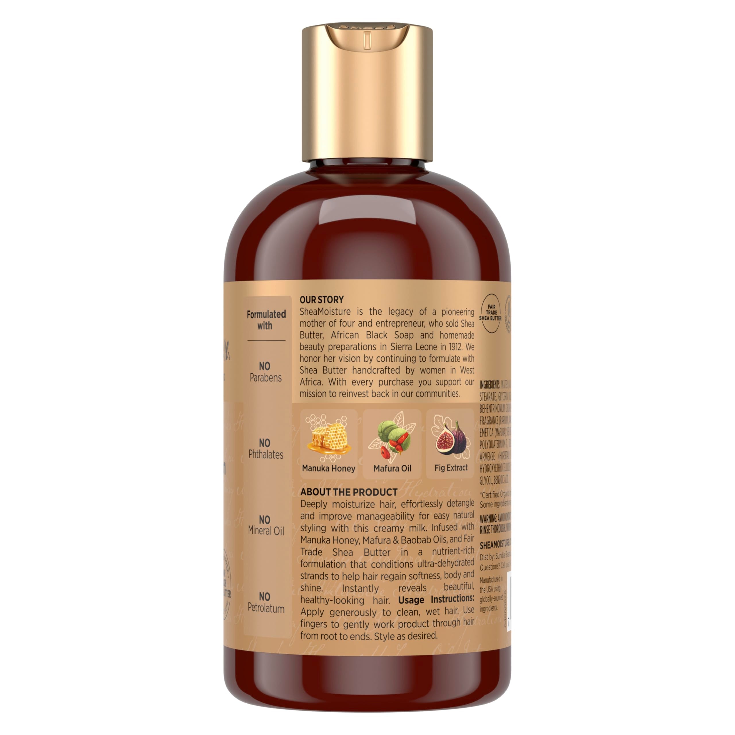 Producto SheaMoisture para desenredar cabello seco con miel de Manuka y Mafura.