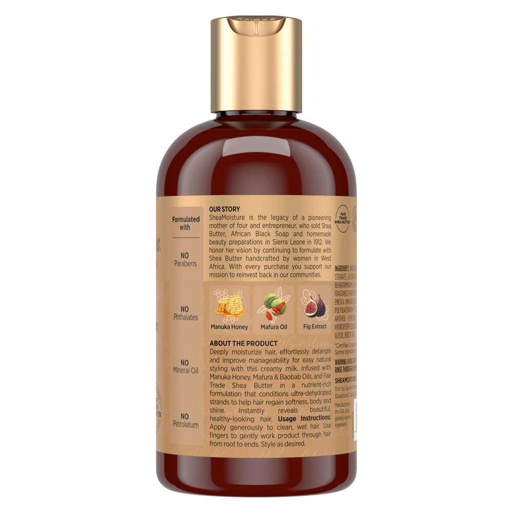 Producto SheaMoisture para desenredar cabello seco con miel de Manuka y Mafura.