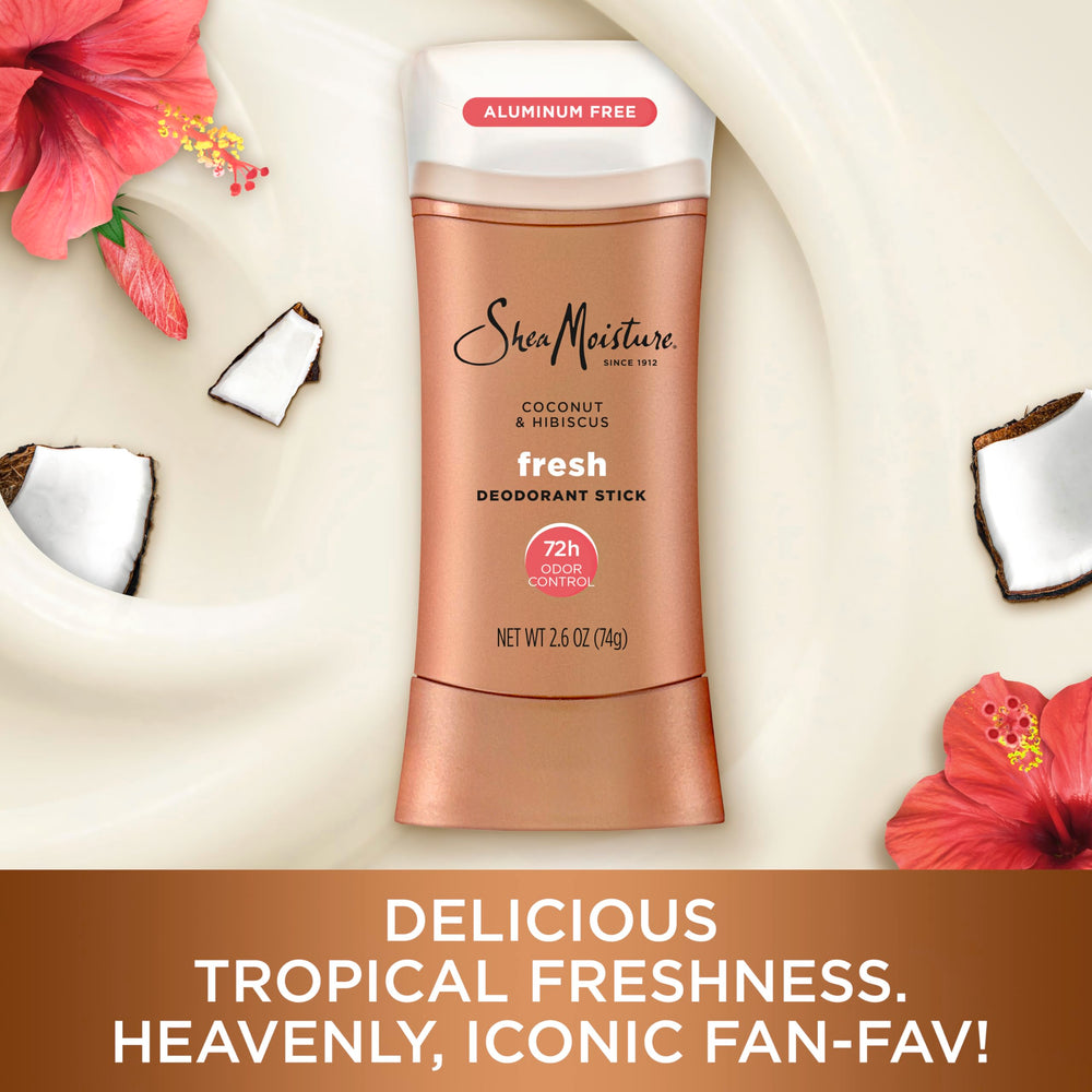 Desodorante SheaMoisture Coco y Hibisco: envase de 2.6 oz, tamaño práctico