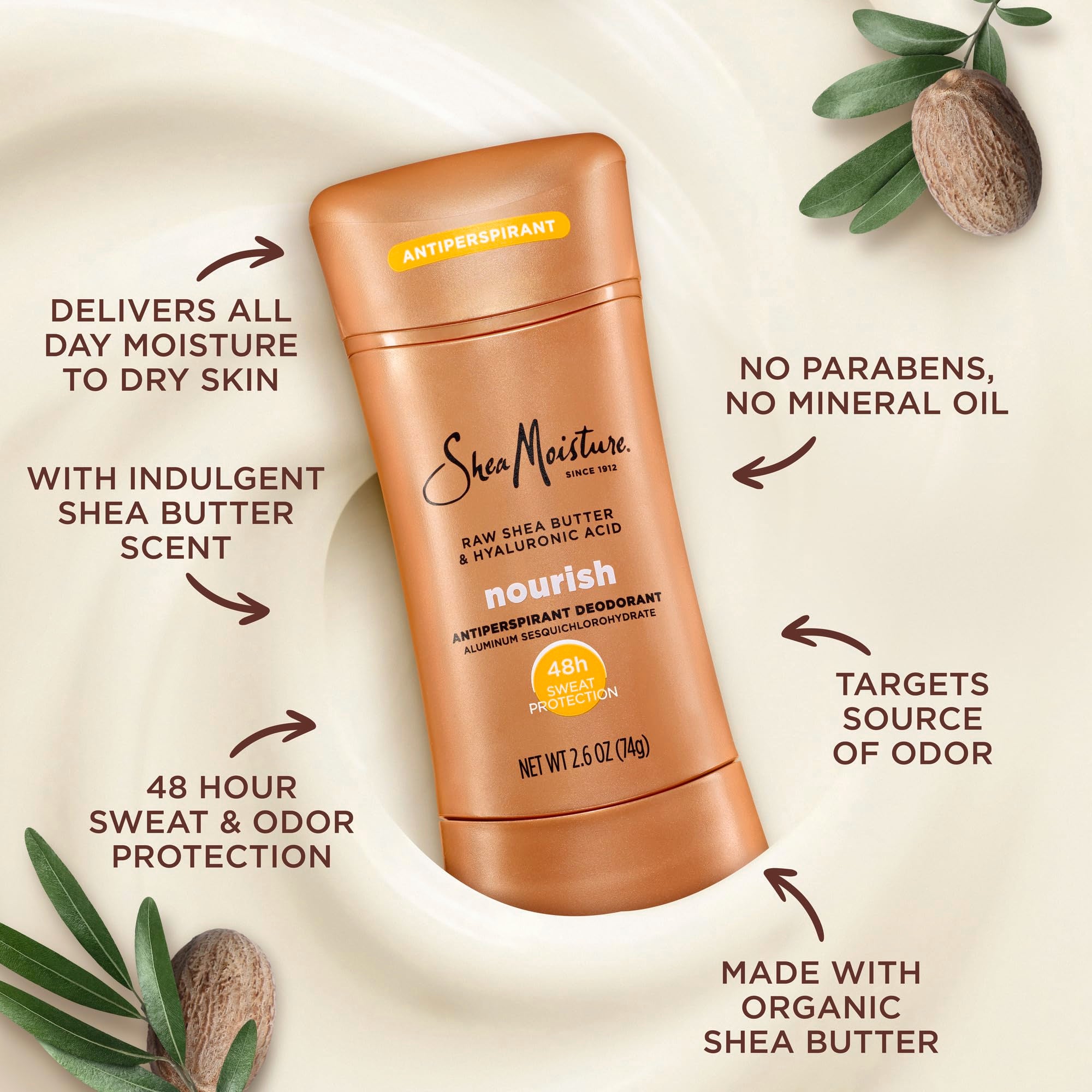 Aroma de karité y especias cálidas en el desodorante SheaMoisture.
