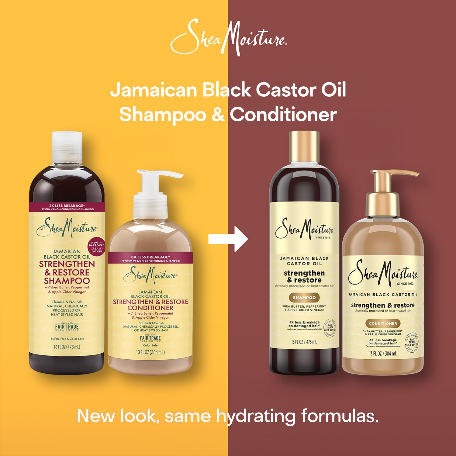 SheaMoisture hair care routine shot with duo bottles