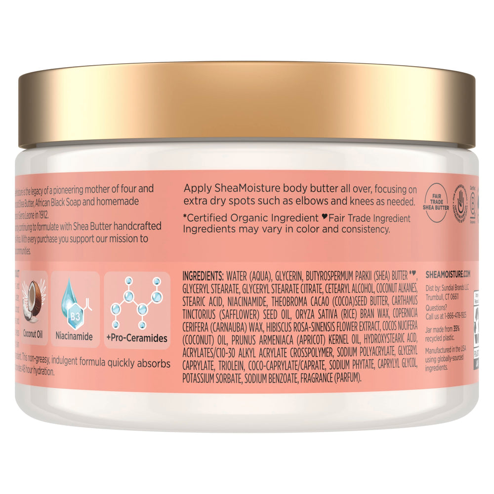 SheaMoisture Illuminating Butter texture close-up showing creamy, non-greasy hydration.