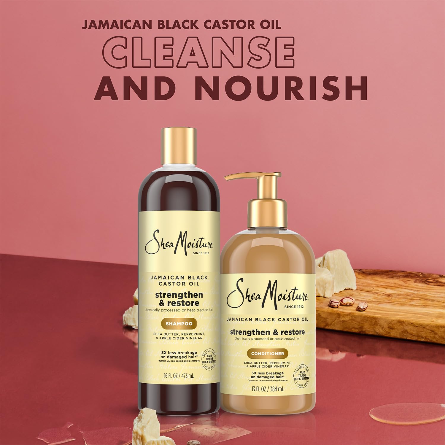 SheaMoisture Jamaican Black Castor Oil conditioner bottle for nourishment and softness