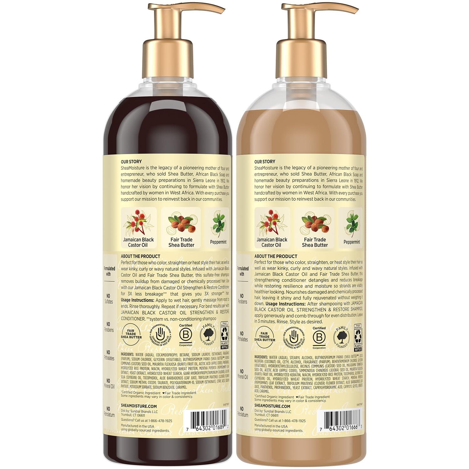 Sheamoisture Jamaican Black Castor Oil conditioner bottle; helps detangle and smooth frizz.