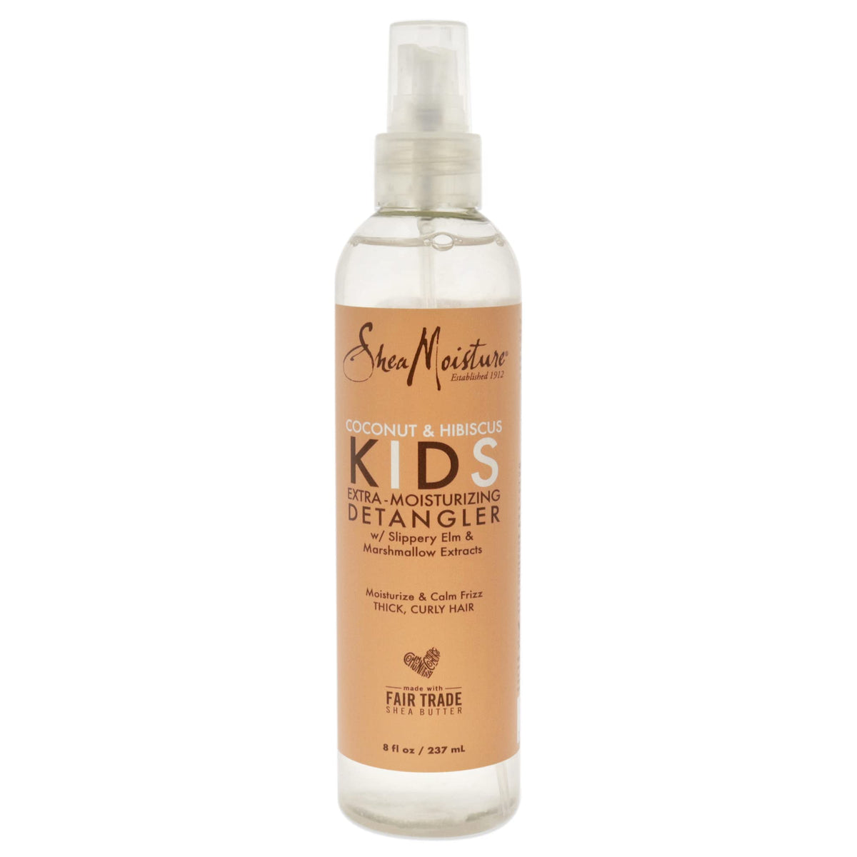 Desenredante extra hidratante de SheaMoisture para niños, Coco y Hibisco, botella frontal.
