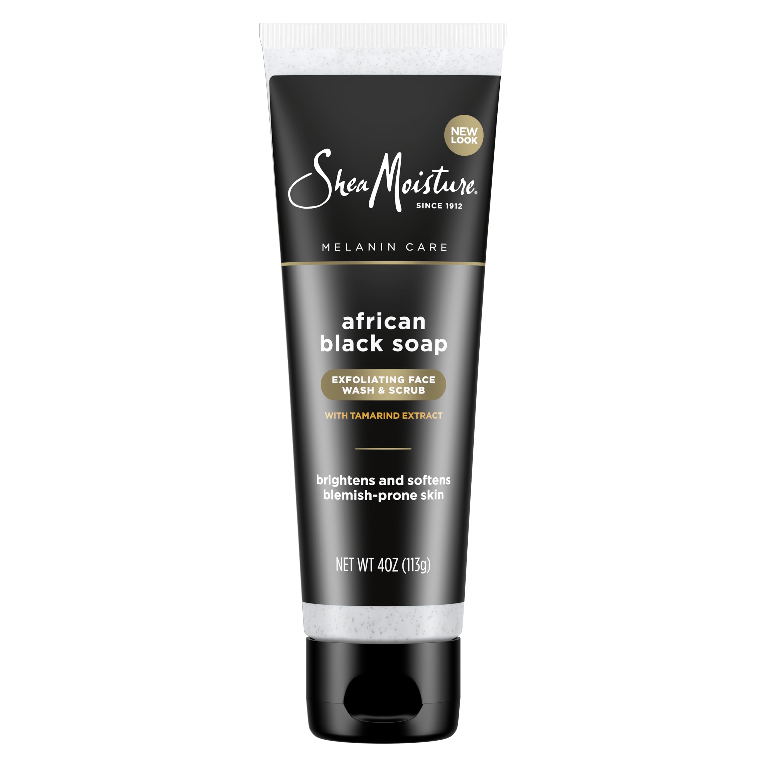 SheaMoisture Lavado Exfoliante Clarificante, botella frontal, limpieza suave para piel propensa a imperfecciones.
