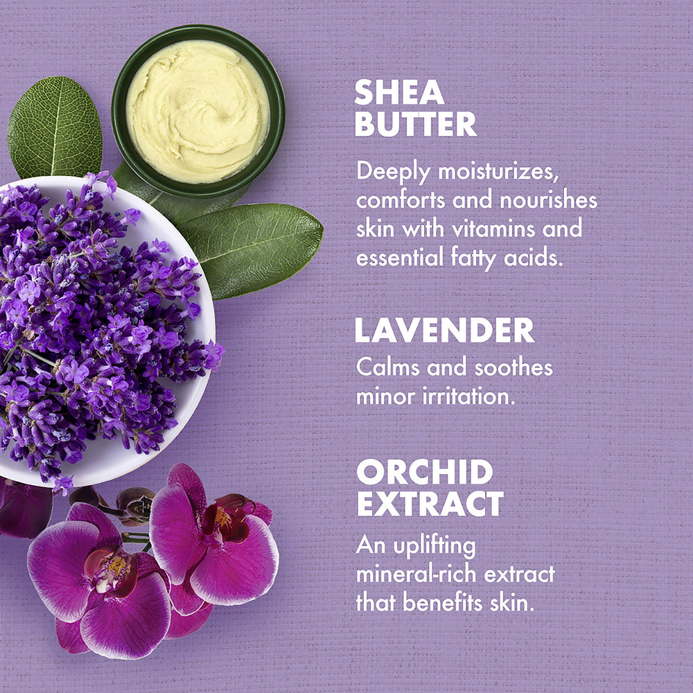 SheaMoisture Lavanda Orquidea, textura lujosa fácil de calentar y aplicar.