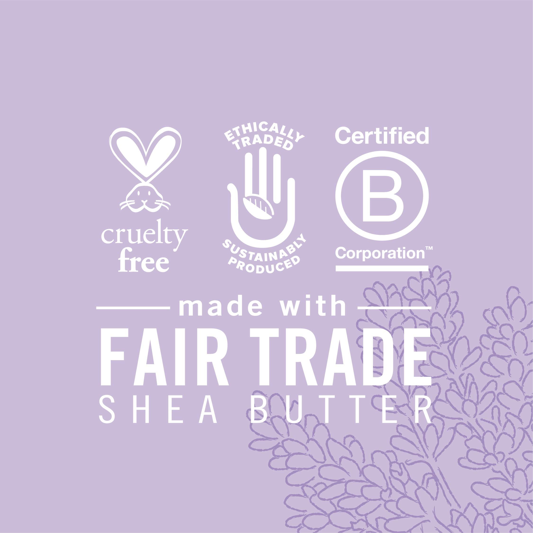 SheaMoisture Lavanda Orquidea, fórmula sin parabenos ni sulfatos para piel sensible.