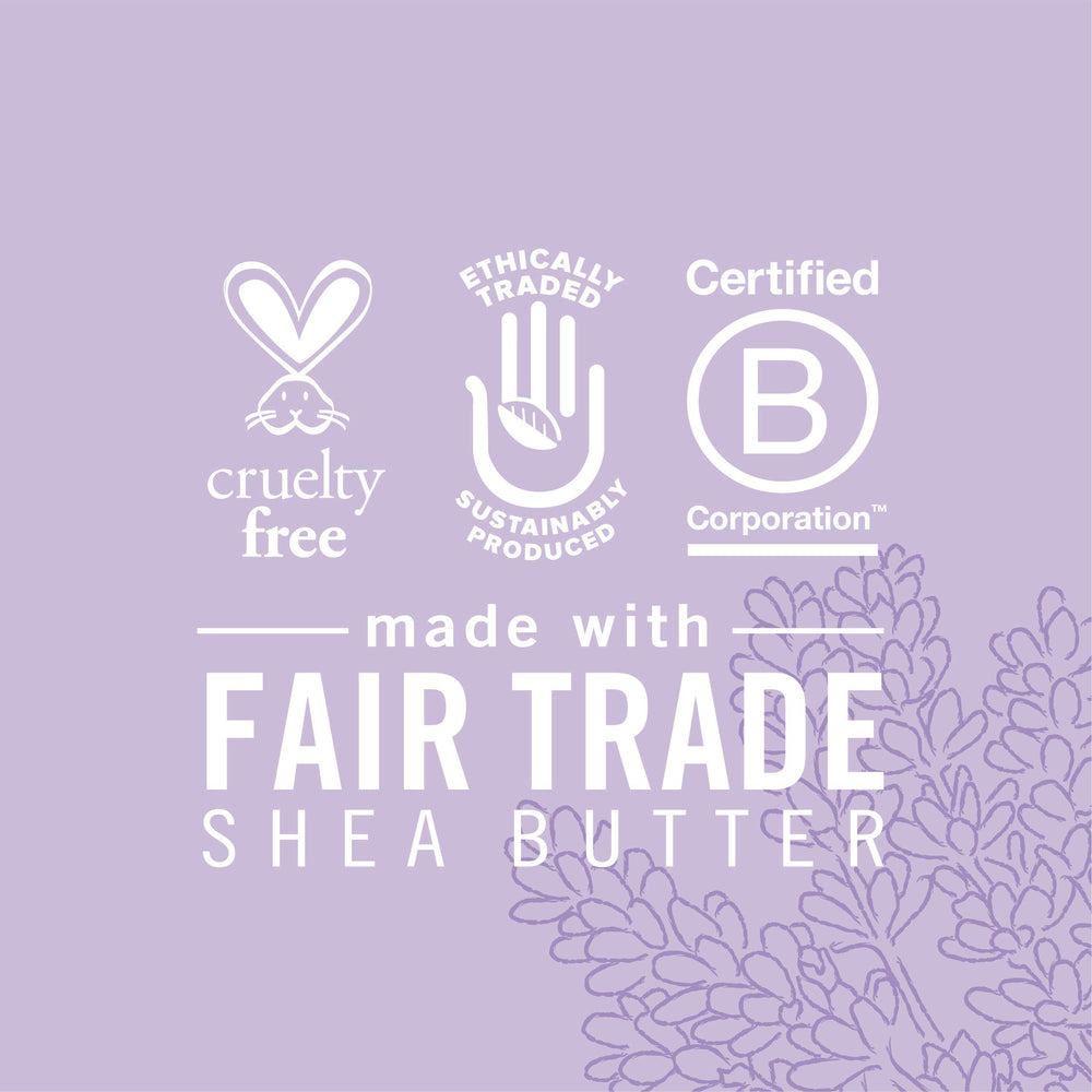 SheaMoisture Lavanda Orquidea, fórmula sin parabenos ni sulfatos para piel sensible.